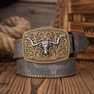 <span class=keywords><strong>Cinturones</strong></span> de Cuero PU Estilo Vaquero Occidental <span class=keywords><strong>para</strong></span> <span class=keywords><strong>Hombre</strong></span> y Mujer JULUN, con Hebilla Grabada con Diseño Floral Vintage, Estilo Moderno <span class=keywords><strong>para</strong></span> Jeans - Product Image 4