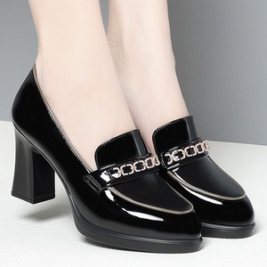 Xuanhui Nuova Tendenza Estiva Autunnale, Scarpe da Ufficio in Vernice con <span class=keywords><strong>Tacco</strong></span> a Blocco 7,5 cm, <span class=keywords><strong>Mocassini</strong></span> Comodi Slip-On per <span class=keywords><strong>Donna</strong></span> - Product Image 4