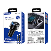 KAKUSIGA Pabrik Langsung 45W Set Charger Mobil KSC-1999 Satu Port dengan Satu Kabel Type-c ke Type-c untuk Perjalanan Mobil, Berkemah