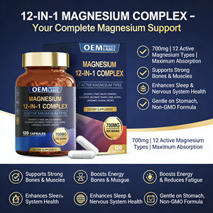 Complexe <span class=keywords><strong>de</strong></span> magnésium 12-en-1 en capsules <span class=keywords><strong>de</strong></span> 700 mg - 12 types actifs <span class=keywords><strong>de</strong></span> magnésium pour une absorption maximale, soutient les muscles, les os et l'énergie - Product Image 1