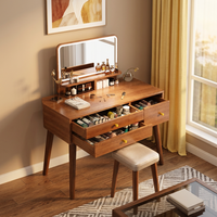 Coiffeuse moderne blanche de 80 cm avec miroir LED, nouvelle table de maquillage de style chinois avec armoire de rangement pour chambre à coucher