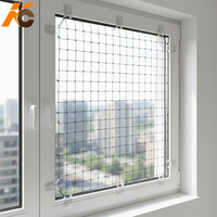 Filet de sécurité pour balcon en polyéthylène 3x6m avec fil d'acier, maille de protection pour animaux, crochets adhésifs faciles à installer, sans perçage