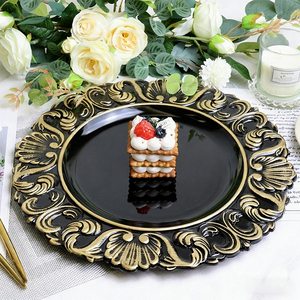 Vassoio Vintage Fatto a Mano 13\" in PP Stile Nordico Durevole con Bordo Barocco Intagliato per Casa, Hotel, Ristorante, Matrimoni e Feste - Product Image 1