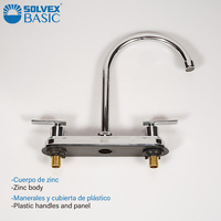 Keran Wastafel SOLVEX BASIC 8 Inch 2 Tuas 2 Lubang untuk Penggunaan Hotel & Mal Berbagai Model dan Warna