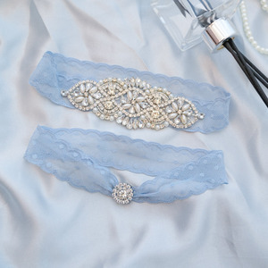 Lot de 2 jarretières élastiques personnalisées en <span class=keywords><strong>dentelle</strong></span> avec strass et perles <span class=keywords><strong>pour</strong></span> demoiselles d'honneur, cadeau de fête prénuptiale et enterrement de vie de jeune fille - Product Image 4