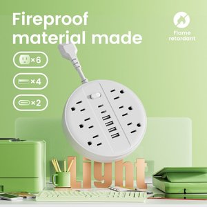 Yangına Dayanıklı Malzemeli Taşınabilir Güç Şeridi Aşırı Yük Koruması 12'si 1 Arada Güvenlik ve Kolaylık için 6 USB ve AC Bağlantı Noktası - Product Image 2