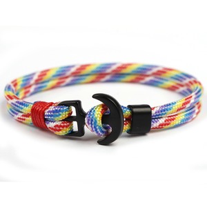 Bracelet tissé à la main ancre unisexe Bracelet de corde nautique avec fermoir <span class=keywords><strong>noir</strong></span> Bracelet de corde durable Bracelets de <span class=keywords><strong>marin</strong></span> pour hommes - Product Image 1