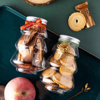 Bouteille de rangement transparente en PET recyclable pour thé au lait, bonbons et snacks, avec logo personnalisé, idéale pour Noël, fabriquée au Guangdong