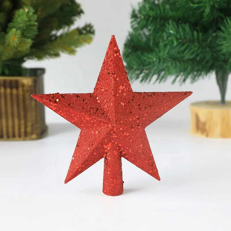 Weihnachts dekorationen 19,5 cm Drei dimensionaler Sprin kling Powder Tree Top Star Trompete Fünfzackiger Stern Weihnachts baum