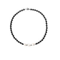 Zooying été bijoux noir Agate pierre naturelle collier femmes perlé clavicule chaîne collier de perles pour cadeau de vacances