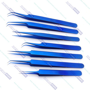 Lot de 7 pinces à épiler en acier inoxydable de haute qualité à pointe fine, revêtement couleur titane, pointes droites et courbes incluses - Product Image 4