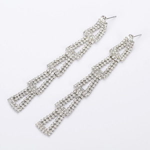 Bijoux de mode, boucles d'oreilles de luxe, boucles d'oreilles à franges exquises, boucles d'oreilles à clous avec strass, bijoux pour les oreilles E344 - Product Image 1