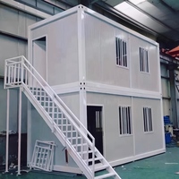 Casa Contenedor Prefabricada de Dos Pisos, Edificio Modular en Contenedor con Escaleras Exteriores para Oficina o Vivienda