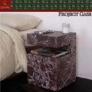 Mesa Auxiliar <span class=keywords><strong>de</strong></span> Mármol GOLDKING, Color Marrón Oscuro con Vetas, para Sala <span class=keywords><strong>de</strong></span> Estar, Muebles <span class=keywords><strong>de</strong></span> Lujo Personalizados con OEM/ODM - Product Image 2