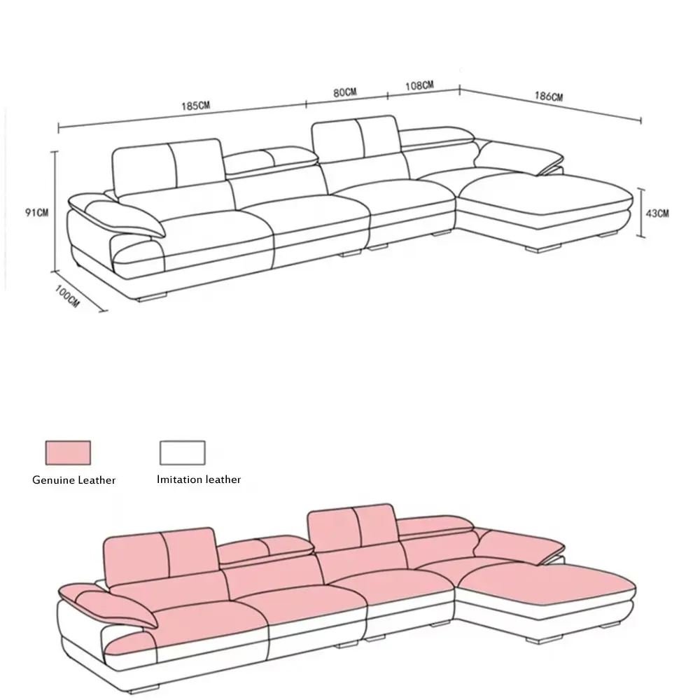 Meubles de maison Design italien meubles de salon Design de luxe Simple ensemble de canapé en cuir