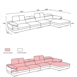 イタリアのデザインの家の家具シンプルで豪華なデザインのリビングルームの家具ソファの革のセット