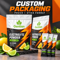 Poudre d'électrolytes Citron-Lime, 20 sachets, Emballage imprimé personnalisé avec motif éclair, Personnalisation de marque pour la vente au détail, Boisson sportive