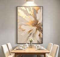 Peinture à l'huile abstraite beige et or sur toile, peinte à la main, à l'impasto épais, avec feuille d'or métallique texturée, œuvre d'art neutre