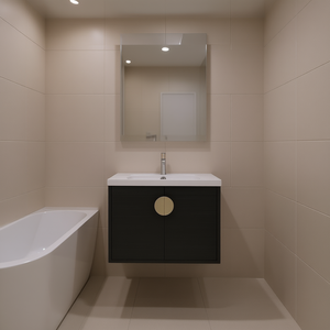 Mueble de Baño de 24 Pulgadas con Cierre Suave y Lavabo, Diseño Moderno y Minimalista, Acabado Oscuro - Product Image 2