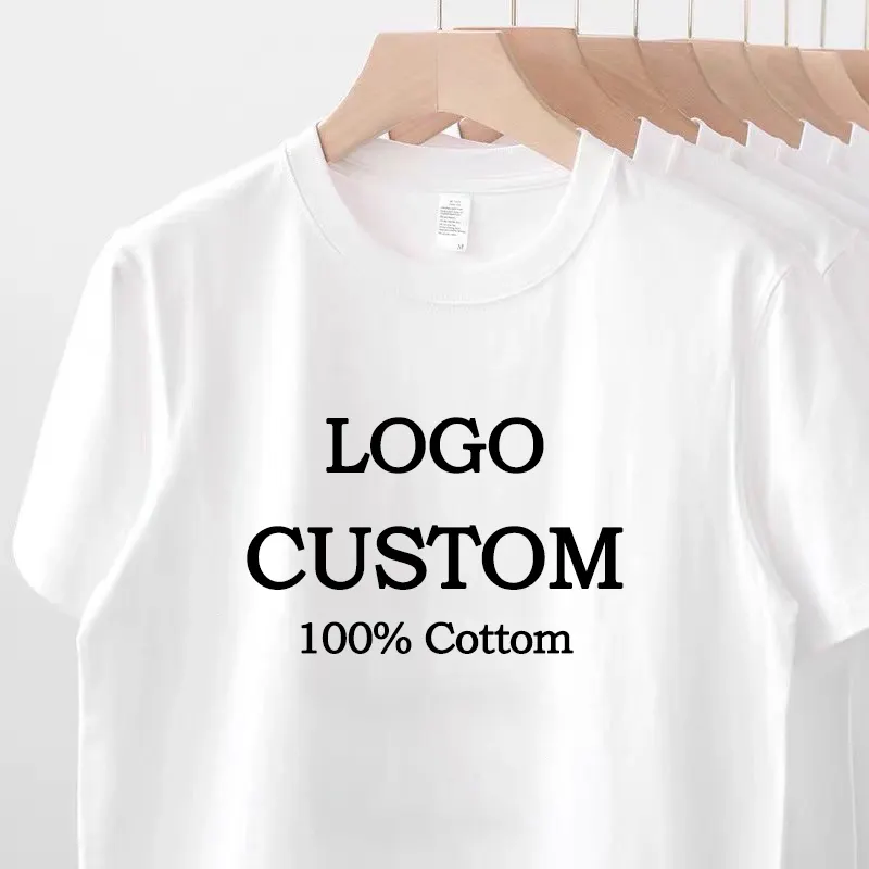 Yaz sıcak satıcı özel baskılı Logo T shirt ucuz fiyat saf beyaz gevşek erkekler Tops