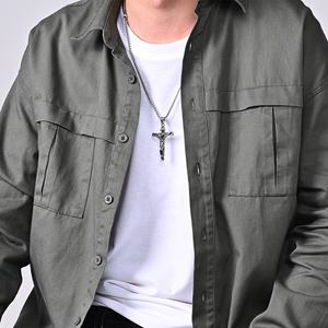 Collar con Cruz, Collar con Colgante de Acero Inoxidable, Crucifijo de Jesús, Joyería Religiosa para Rezar, Regalo para el Día del Padre Cristiano - Product Image 6