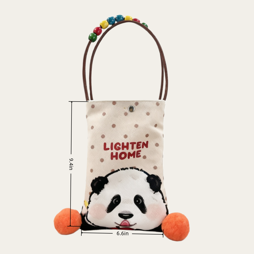 Vintage Style Panda Cartoon Canvas Bag High Quality Fashionable Shoulder Bag for Girls Casual Daily Use Shopping Tote