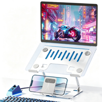 Penyangga Laptop & Ponsel 2 in 1 yang Ditingkatkan, Kokoh, Stabil, Berongga, Disipasi Panas, Lipat, Portabel, Penyangga Meja