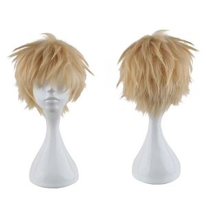 Peluca de Cosplay de Anime Haikyuu Tsukishima Kei, Cabello Sintético Corto y Despeinado Rubio <span class=keywords><strong>en</strong></span> Capas con Flequillo, Resistente al Calor <span class=keywords><strong>para</strong></span> Fiestas de Disfraces - Product Image 1