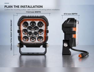 Projecteur de travail LED 60W, rétroéclairage ambre, carré 4,44 pouces, IP67, 10-30V DC, 4091lm, phare antibrouillard pour camion, SUV, tout-terrain, 4x4, 12V - Product Image 5