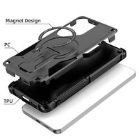 Étui magnétique pour Samsung Galaxy S24 S26 Ultra, coque de téléphone antichoc avec béquille cachée, protection intégrale 360° en PC et TPU mat