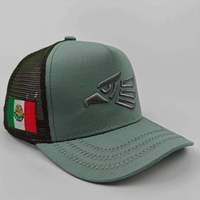 Gorra deportiva de béisbol de malla de 5 paneles con bordado de águila mexicana para hombre, tela que bloquea el sol para exteriores con hebilla ajustable