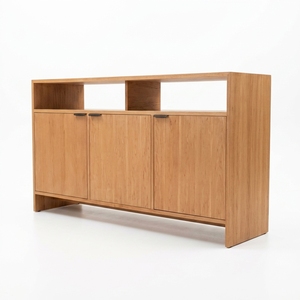 Buffet moderne en bois, credenza, buffet en contreplaqué avec placage bois, finition naturelle, armoire de rangement pour salon - Product Image 1