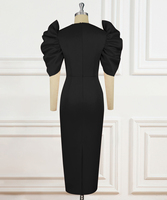 Robes de cocktail élégantes pour femmes, longueur midi, découpe, noir, 4XL