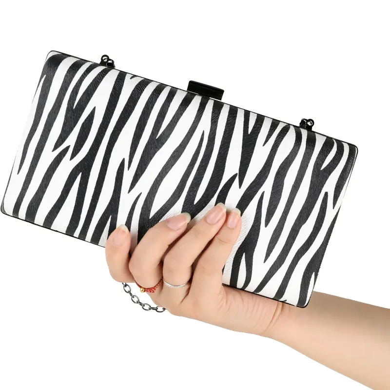 Tas tangan Motif Zebra, tas selempang rantai PU mode Eropa dan Amerika untuk tas malam perdagangan luar negeri