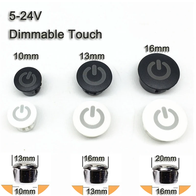5V/12V/24V Touch Sensor Dimmer Switch No-Limit On-Off IP65 36W PC Material Hotel Kitchen Cabinet LED Light