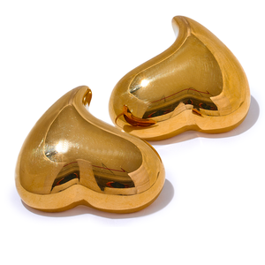 JINYOU 2949 Popular de acero inoxidable liso corazón amor Stud pendientes prevenir alergias Metal atractivo romántico joyería Bijoux - Product Image 1