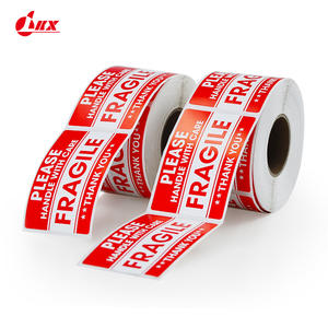 Etiquetas de Advertencia de Frágil con Código de Barras, Impresión de Logotipo OEM, Duraderas, Resistentes al Agua, Adhesivas, Semi Brillantes, Transferencia Térmica - Product Image 5