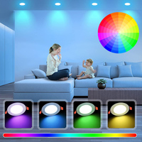 Plafonnier LED encastré rond coloré, lumière intelligente pour maison connectée, 10W 15W RGB, dimmable, Wifi, downlight intelligent