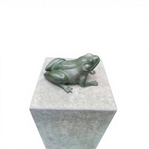Handmade Vintage Frog Sculpture Patina Green Antique Frog <b>Ornament</b> For Novelty Decoration - Product Image 1