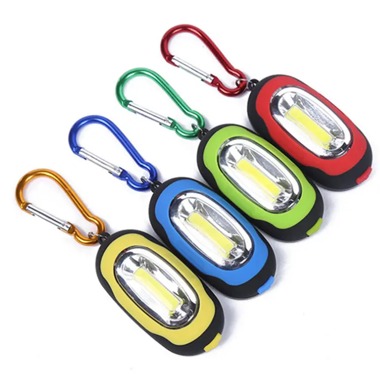 Promotion Mini Gift Plastic Keychain With LED Light, Outdoor COB LED Keychain Light With Carabiner, Keychain Flash Light