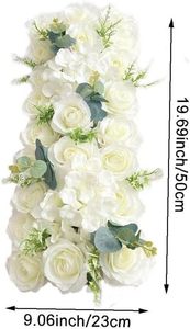 ผ้าปูโต๊ะดอกกุหลาบผ้าไหมสีขาวประดิษฐ์ขายส่ง ขนาด 210x40x30 ซม. ทำด้วยมือสำหรับตกแต่งงานแต่งงาน - Product Image 2