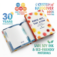 Service d'impression de livres personnalisés avec offset, formats flexibles, designs variés, options de reliure et de papier pour agendas, carnets et journaux