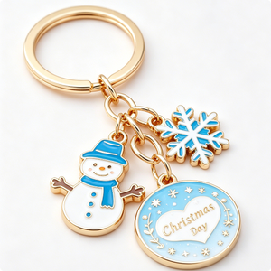 Llavero de Aleación de Zinc Navideño con Colgante de Muñeco de Nieve y Copo de Nieve, Estilo de Dibujos Animados, Regalo de Recuerdo - Product Image 3