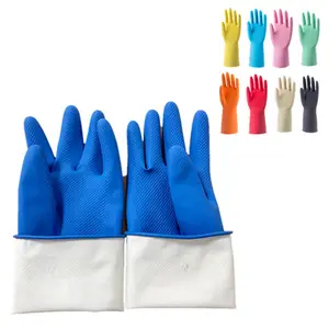 Wholesale thicker protect hands Household Kitchen washing cleaning non-slip powder free latex gloves