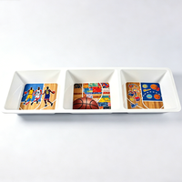 Assiette en mélamine à thème basketball, 3 compartiments, plateau de service alimentaire réutilisable pour fête sportive