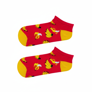 Banana Floral Patterned Red Ankle <b>Socks</b> Breathable Knitted Design with Custom Logo One Size Fits All for Daily Use Winter Season - Product Image 2