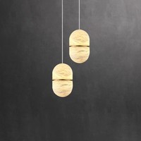 Lustre créatif nordique en marbre avec éclairage AC pour restaurant, bar, comptoir, chambre à coucher, chevet, avec abat-jour en pierre, design transfrontalier