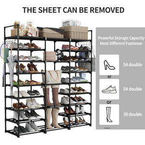 3 Row 9 Tier Tall Shoe Rack Organizer for Closet Entryway Adjustable Shoe <strong>Boot</strong> Storage Rack Shoe <strong>Stand</strong> for Bedroom Corner - Product Image 4