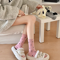 Nouvelle Collection Automne 2024 Chaussettes Mi-Mollet Femme en Coton Peigné Respirantes à Volants, Motif Chat de Dessin Animé Style Instagram, Douces et Adorables