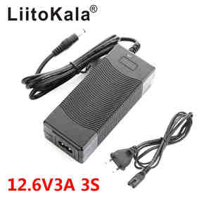 Liitokala 12.6V 3A  Lithium Battery Charger 3 Series Lithium Cbattery 12V Battery Charger+US EU AC Power Cord